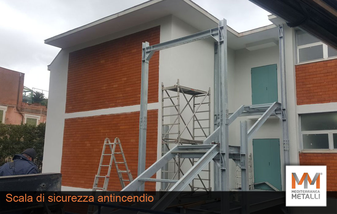 Scala Antincendio Pieghevole 3 Piani 7.6m - Con Cintura Sicurezza, Ganci Alluminio, Emergenza
